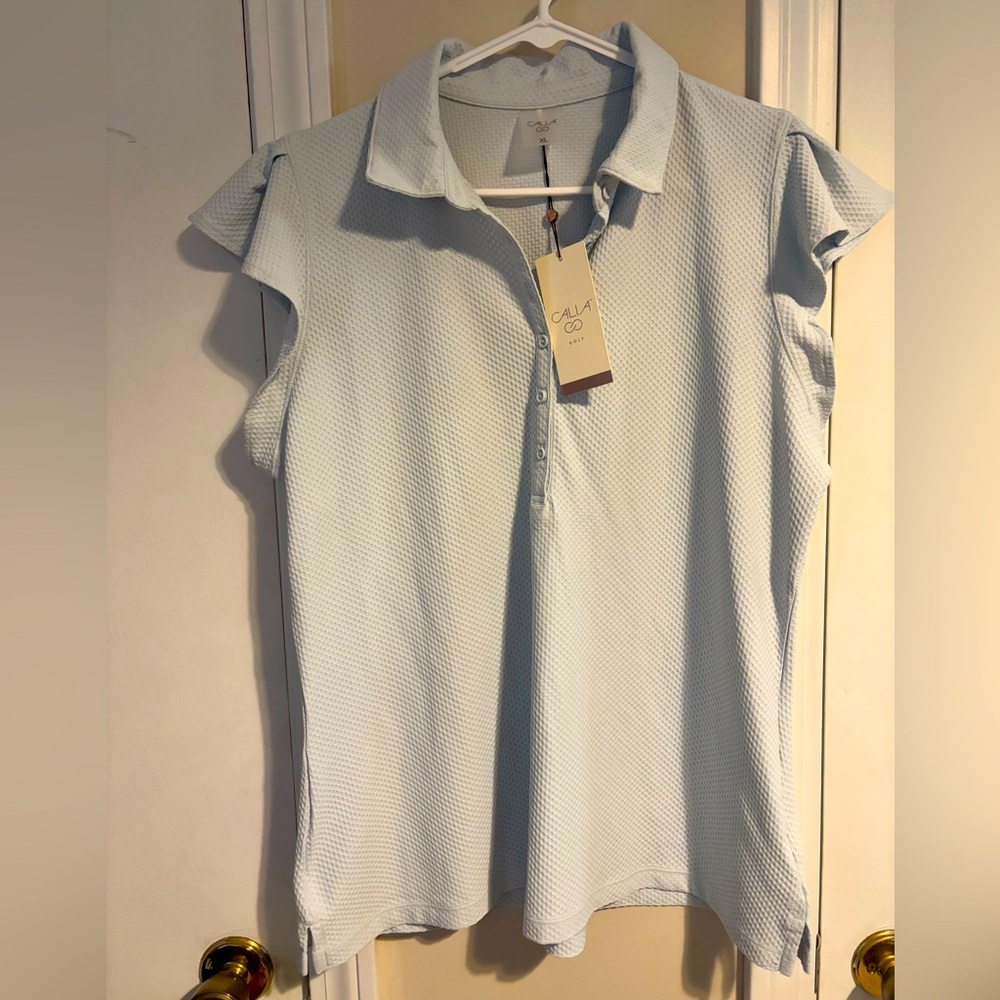 Calia Ruffle Sleeve Polo